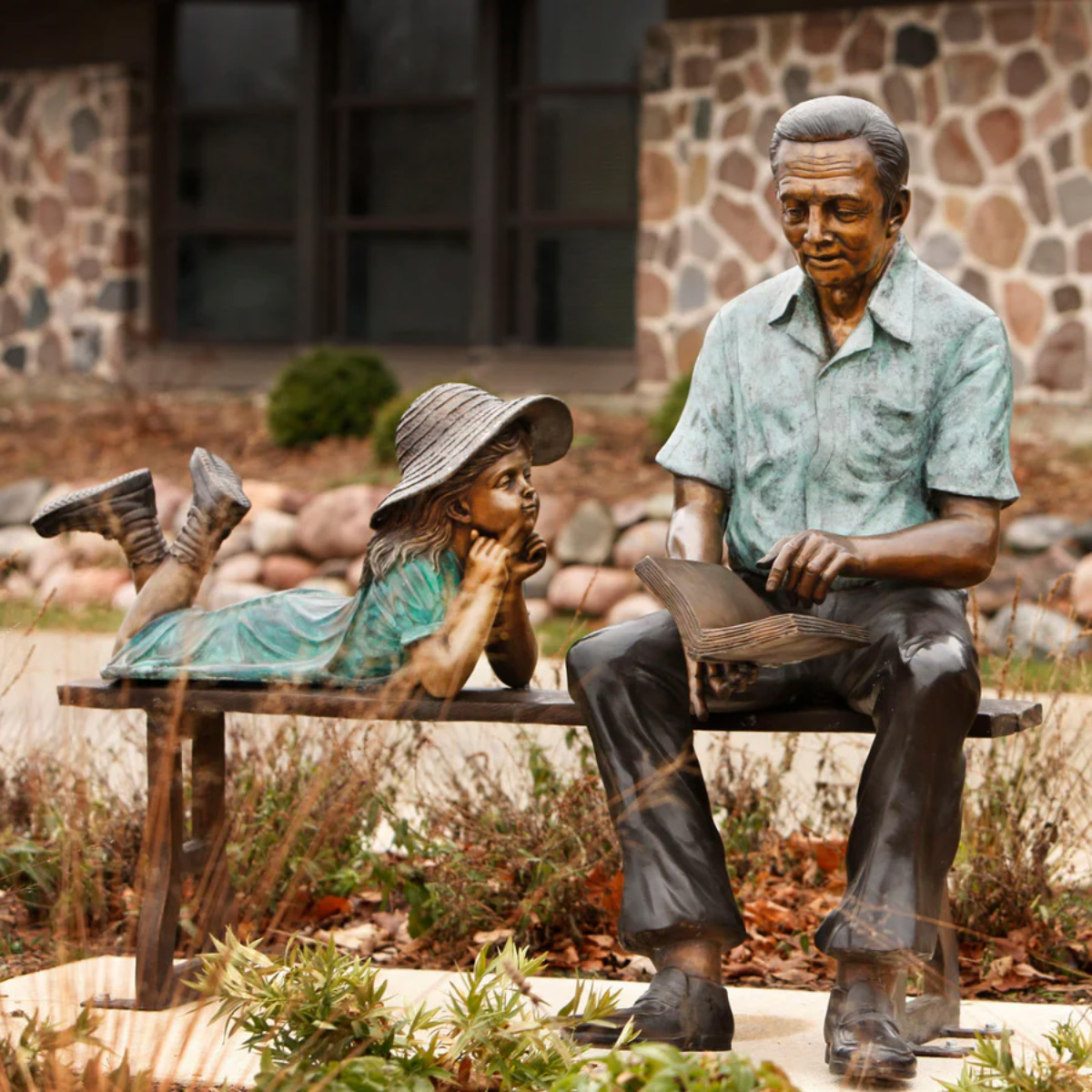 Grandfather and Granddaughter Statue