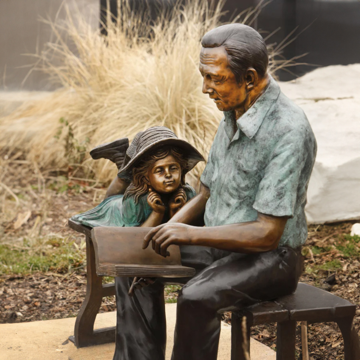 Grandfather and Granddaughter Statue