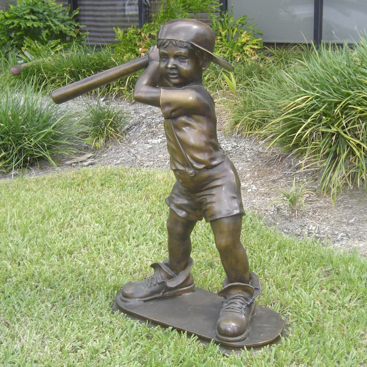 Kids Playing Baseball Statue