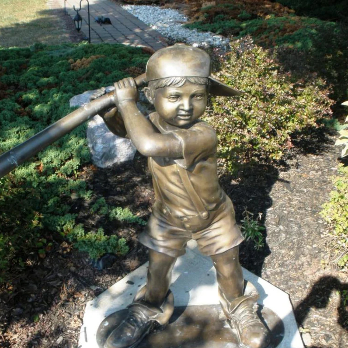 Kids Playing Baseball Statue