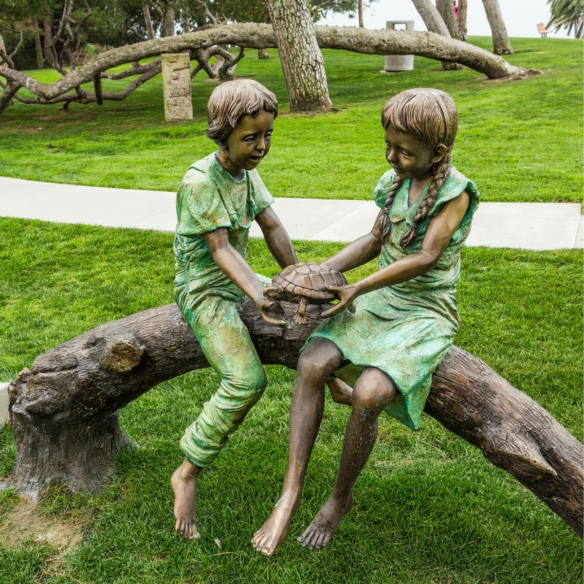 Kids with Turtle Statue Outdoor