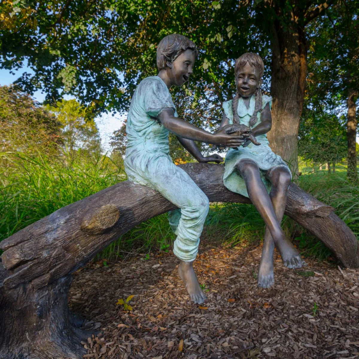 Kids with Turtle Statue Outdoor