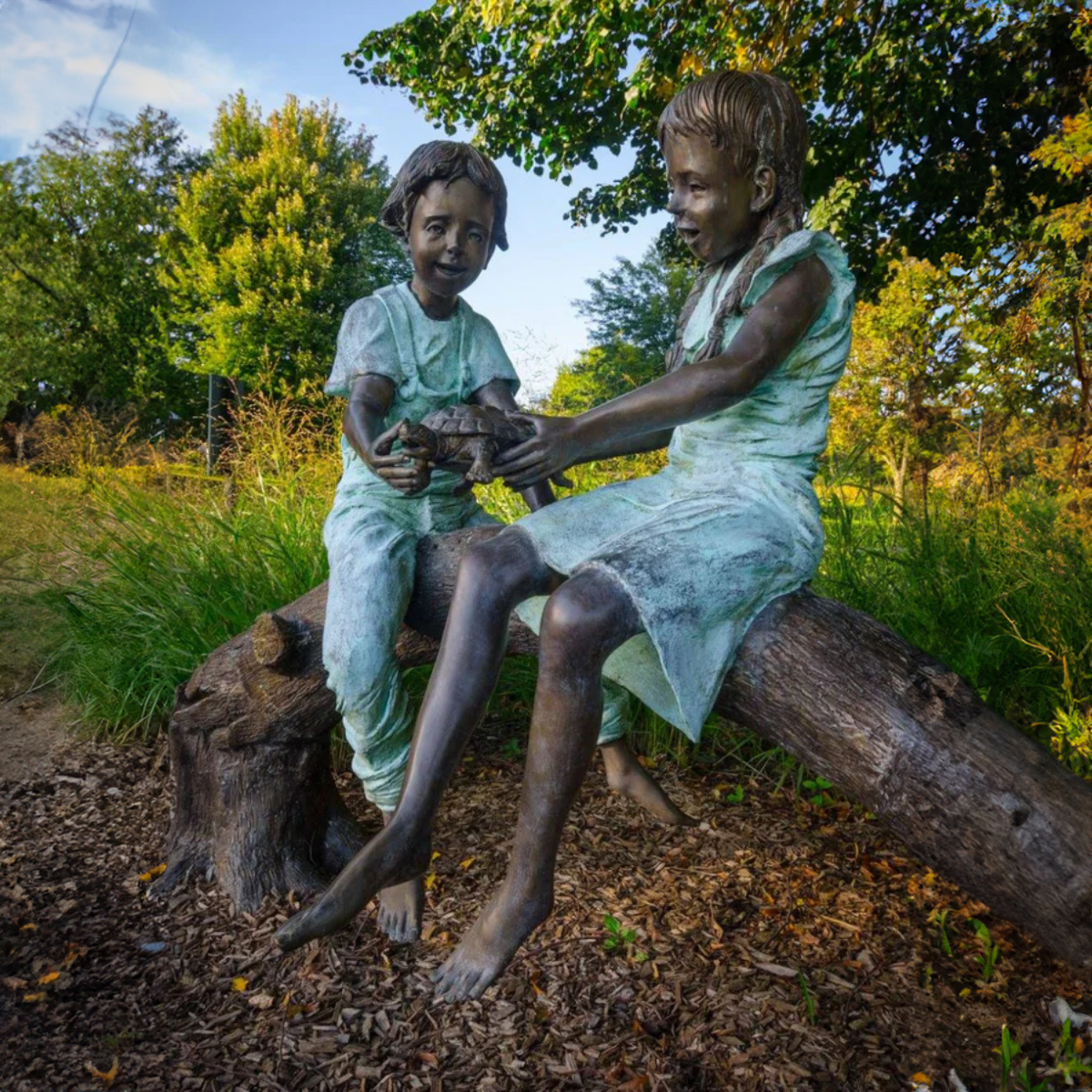 Kids with Turtle Statue Outdoor