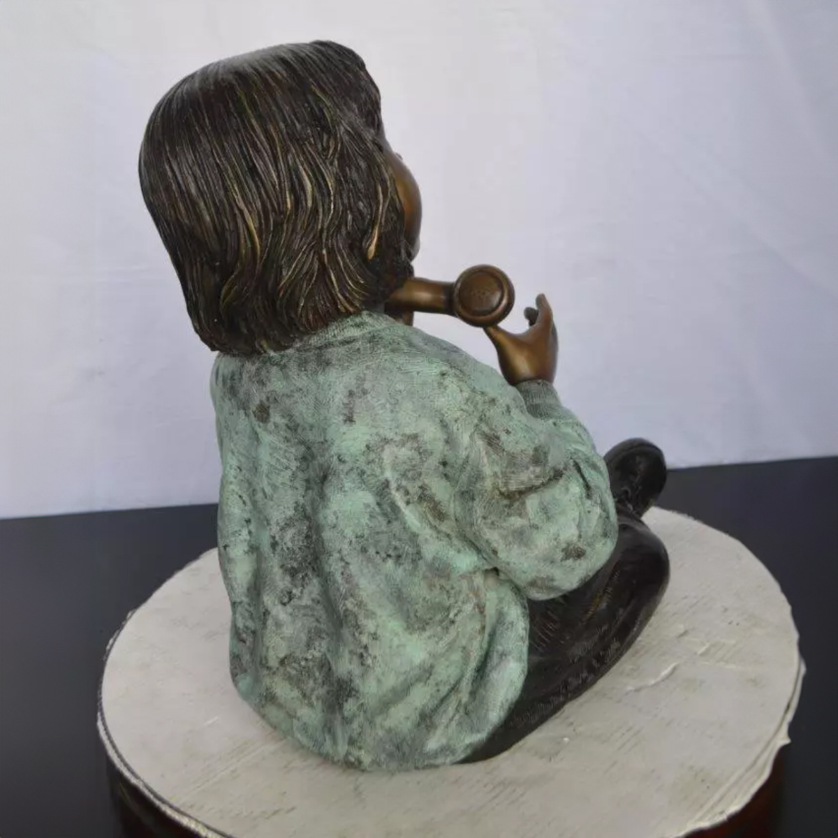 Large Bronze Child with Telephone