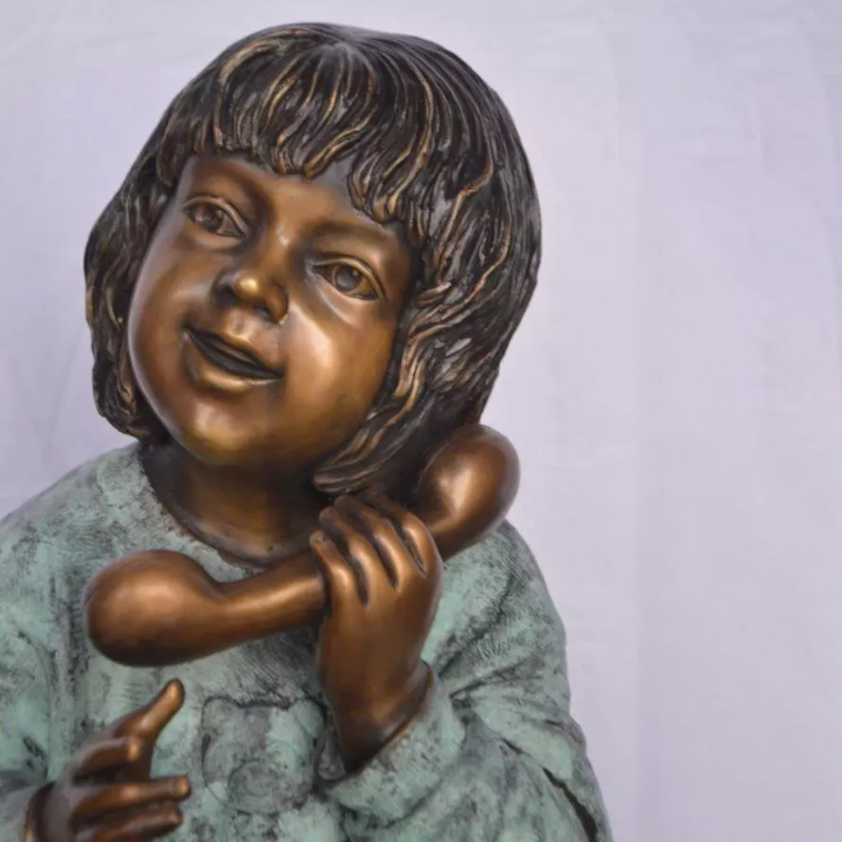 Large Bronze Child with Telephone