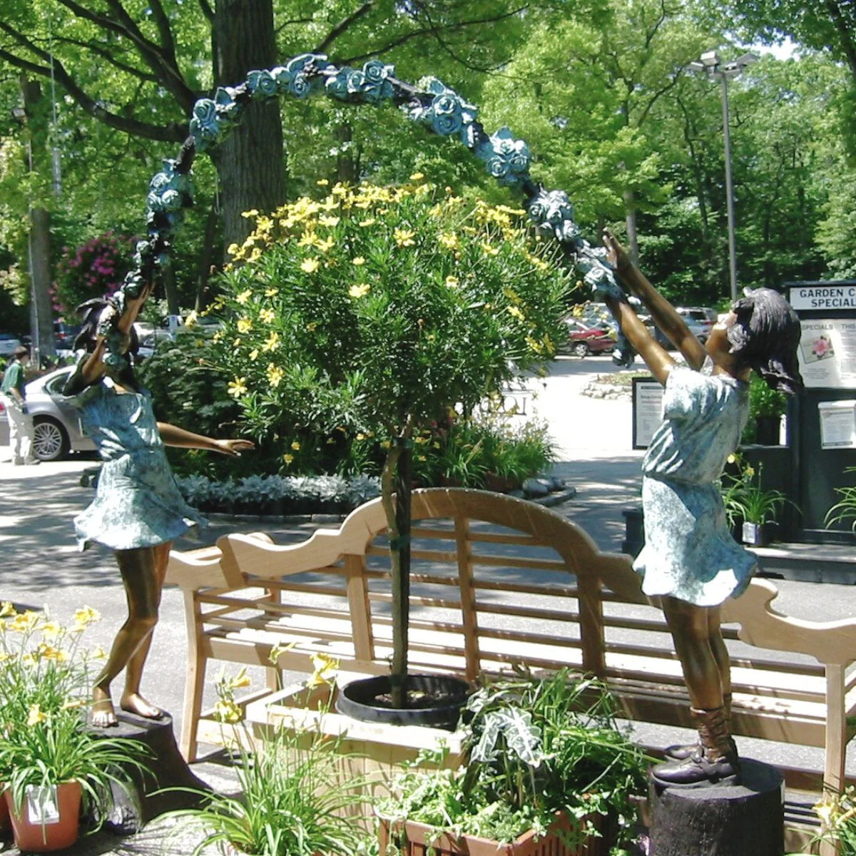 Large Floral Arbor Girls Statue