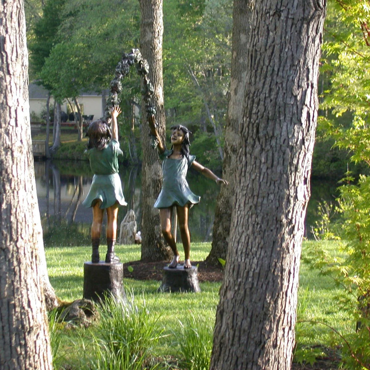 Large Floral Arbor Girl Statue