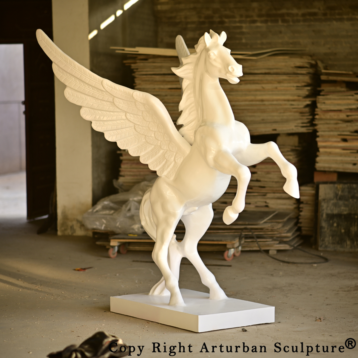 Large White Pegasus Statue