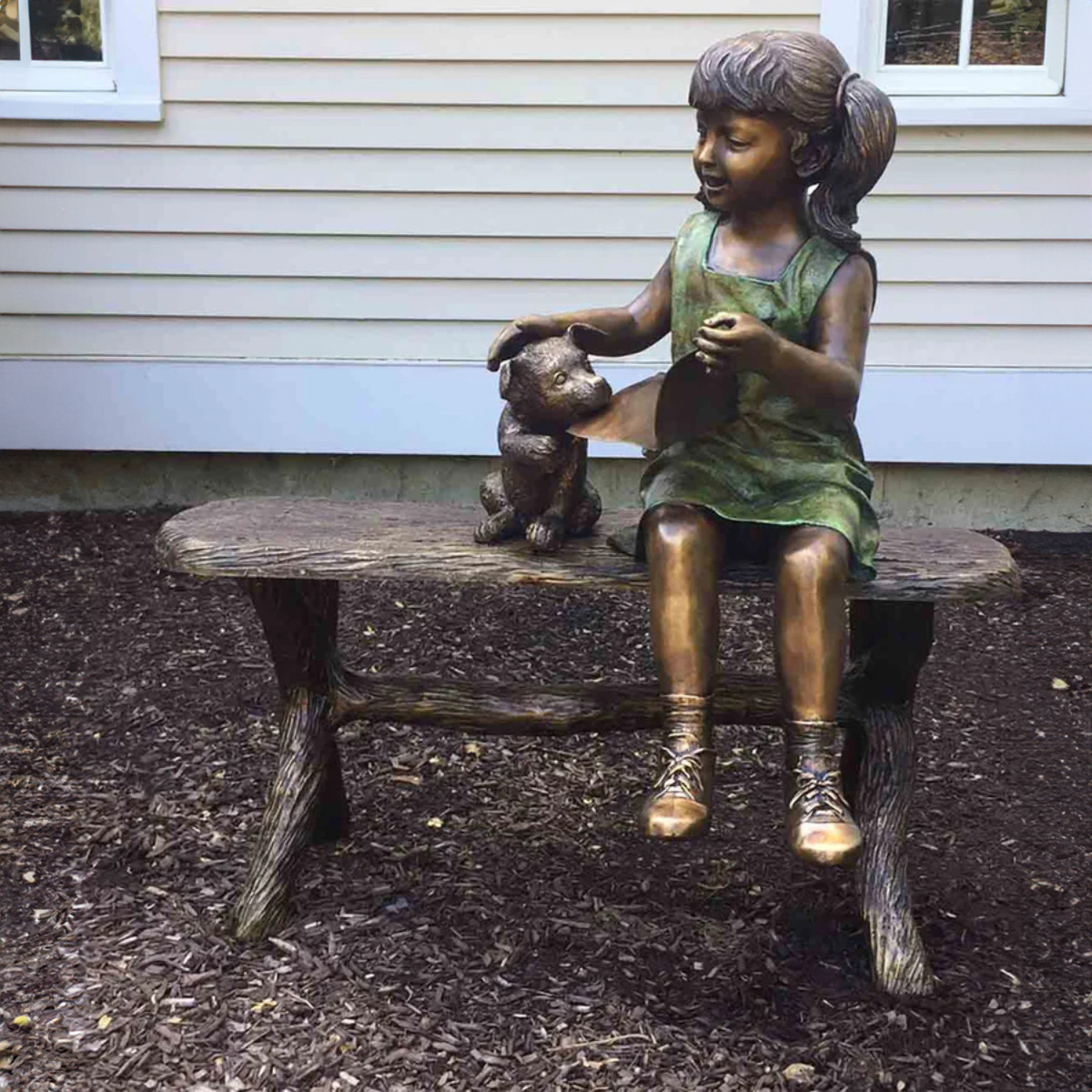 Little Girl and Dog Statue