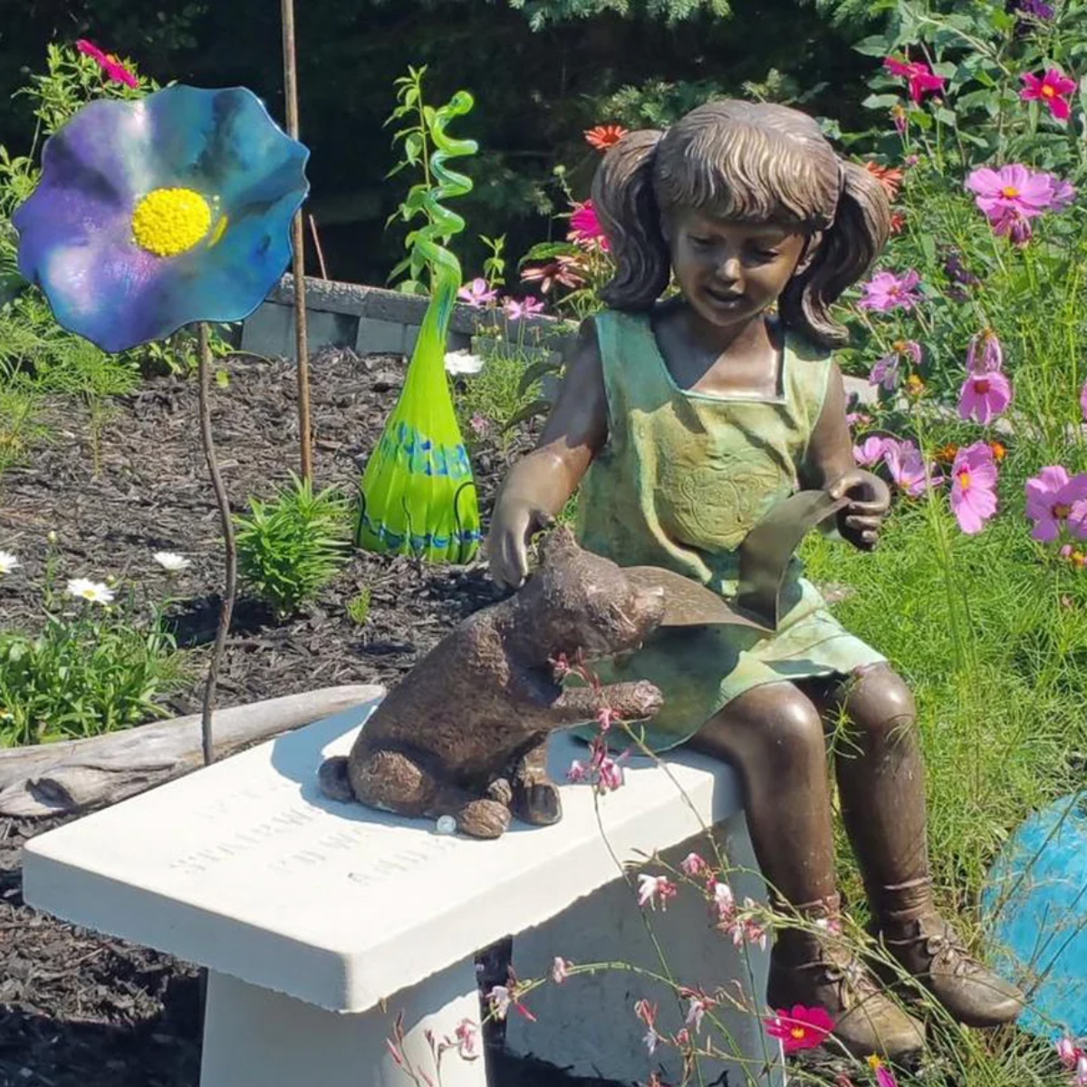 Little Girl and Dog Statue