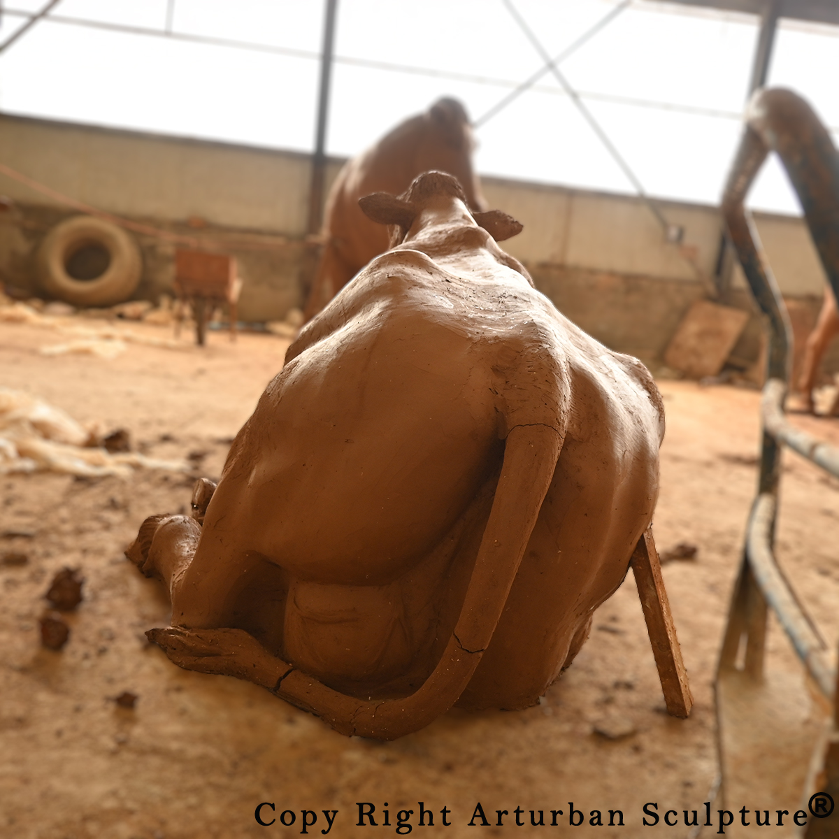 Metal Cow Garden Sculpture