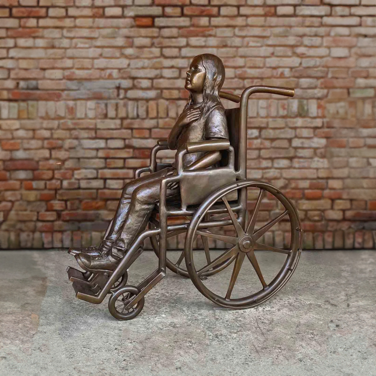 Patriotic Girl in Wheelchair Statue