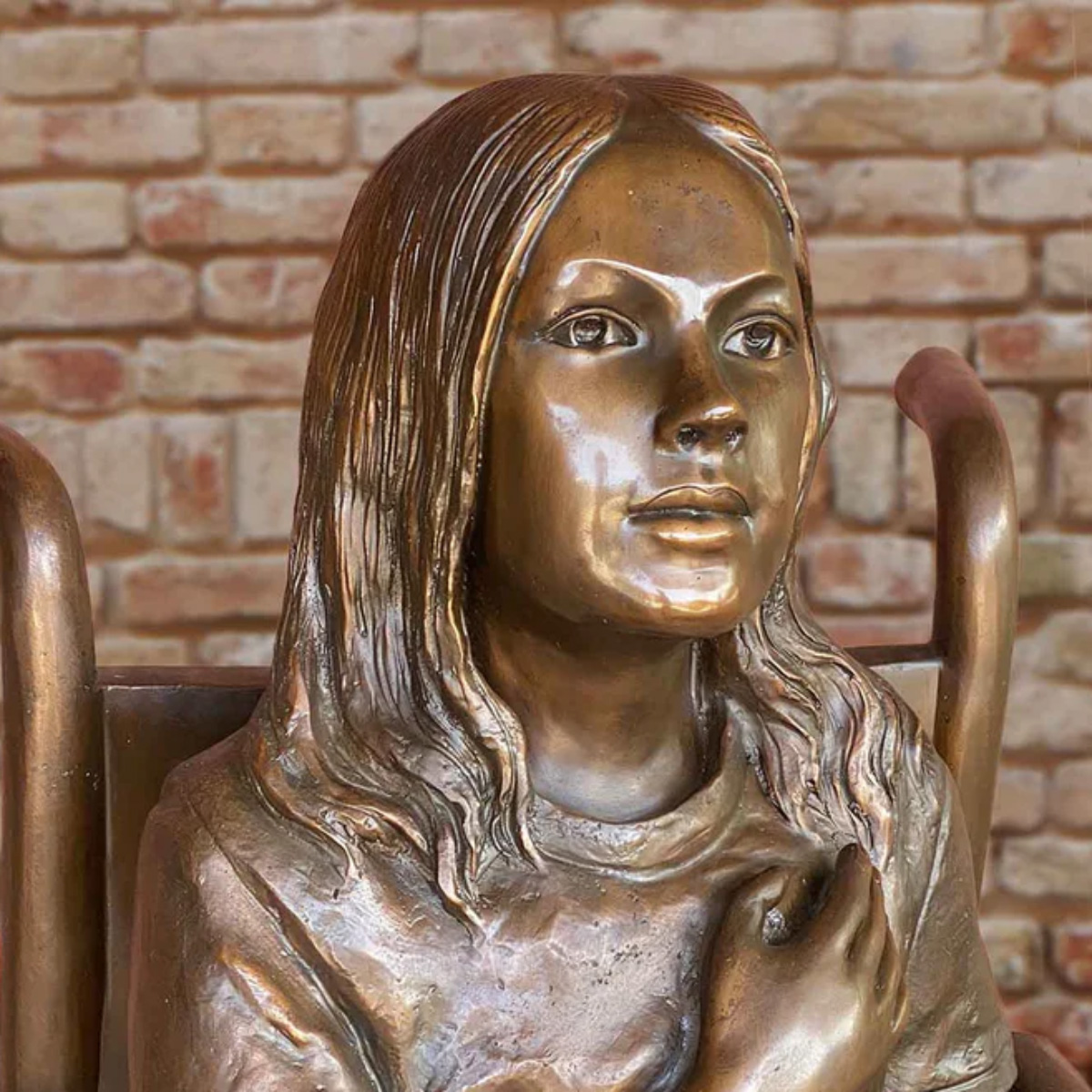 Patriotic Girl in Wheelchair Statue