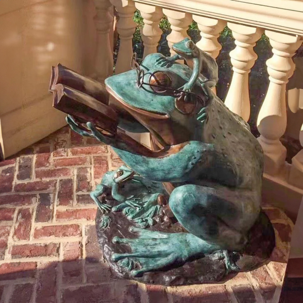 Frog Reading Statue