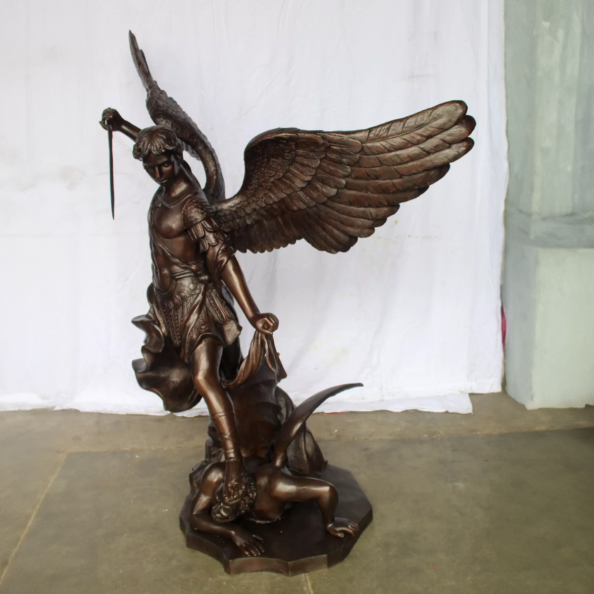 Saint Michael Archangel Slaying Demon Statue