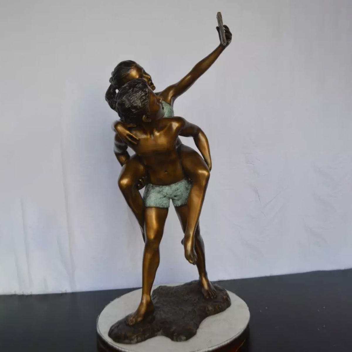 Selfie Sculpture of Boy and Girl Together