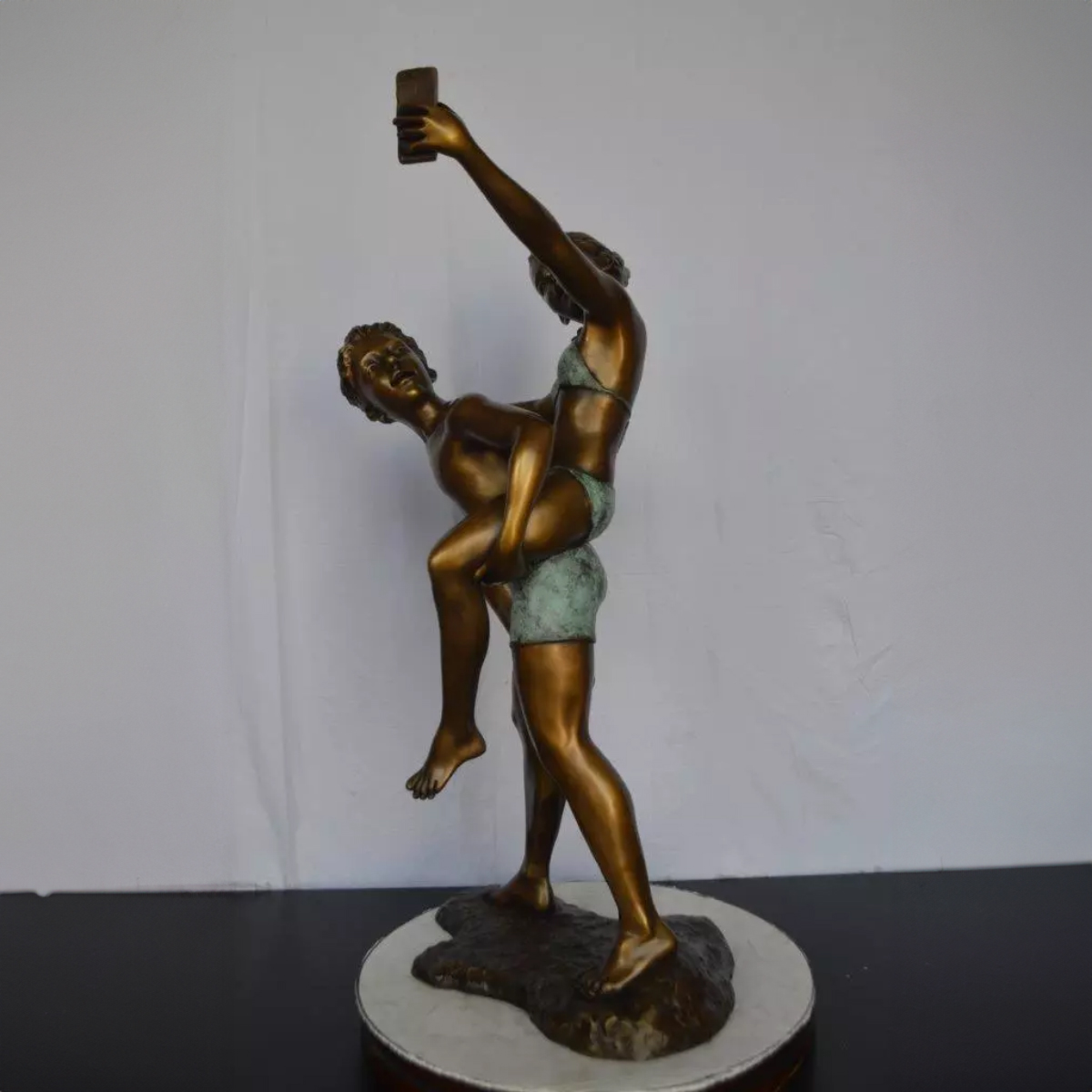 Selfie Sculpture of Boy and Girl Together