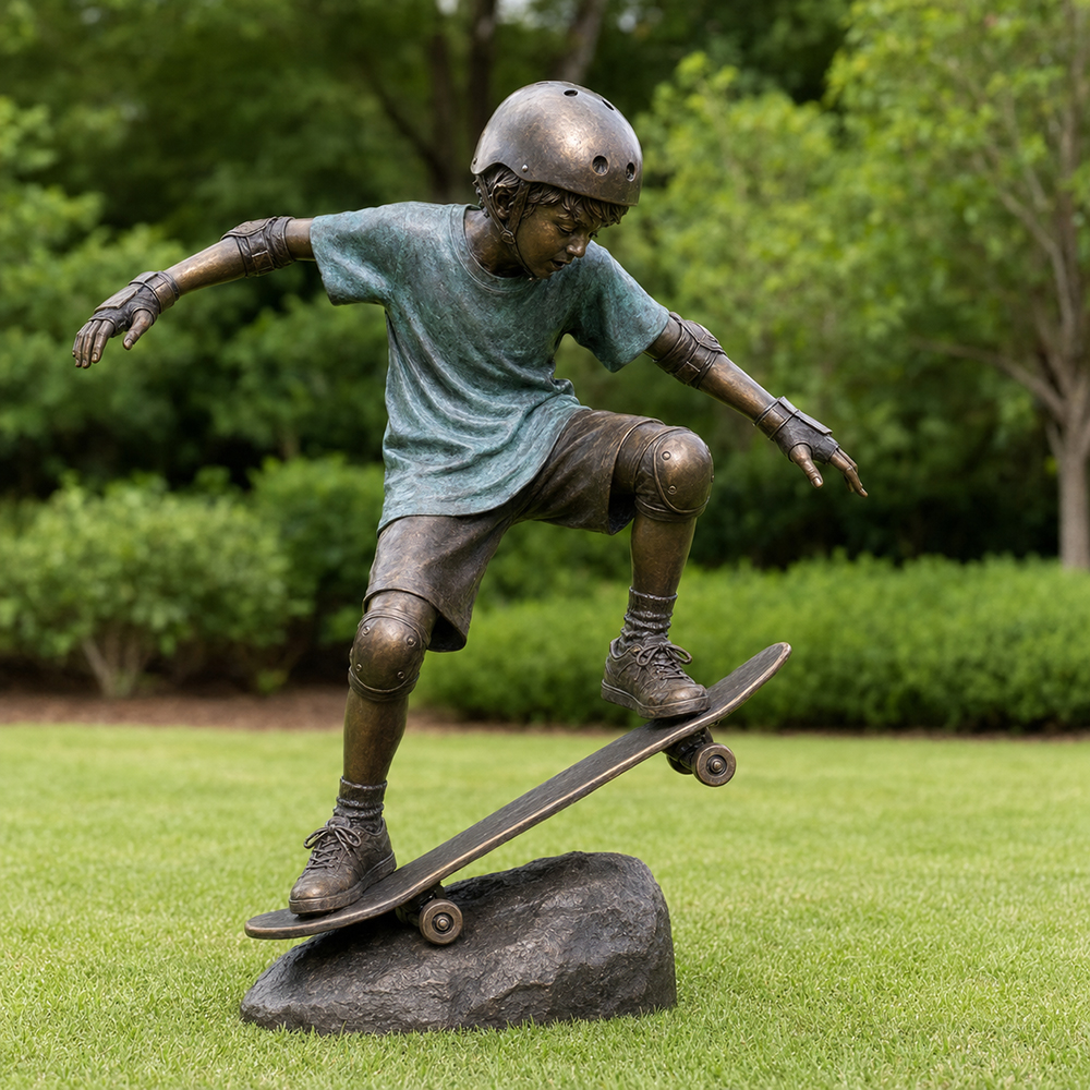 Skateboarding Boy Statue (2)