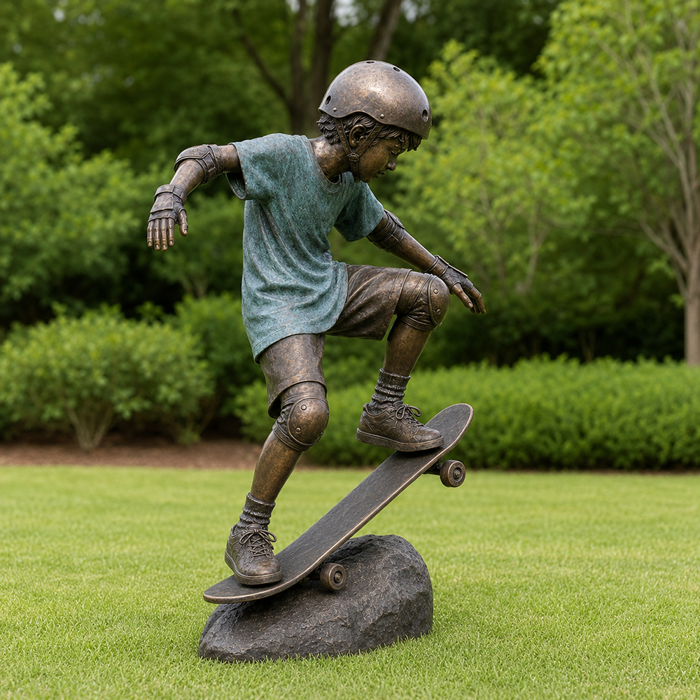 Skateboarding Boy Statue (3)
