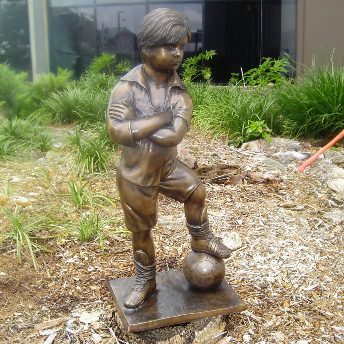 Soccer Player Boy Statue