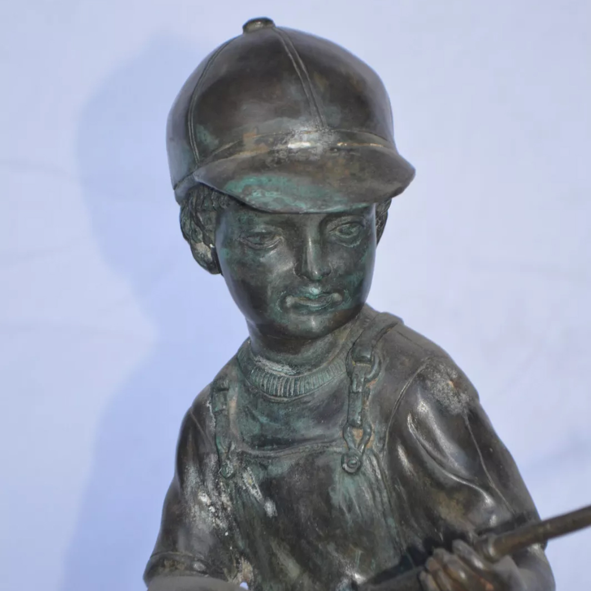 Vintage Fishing Boy Statue