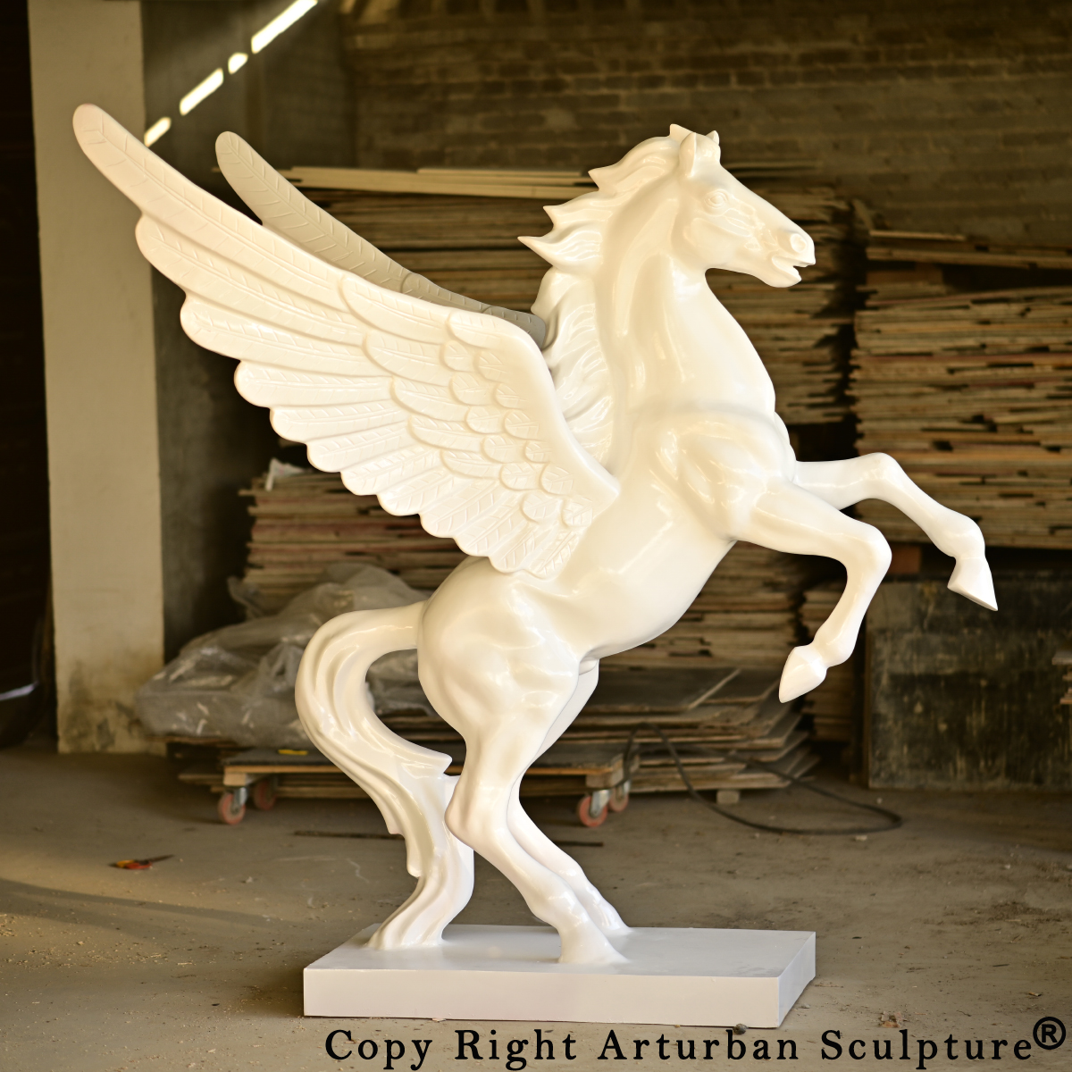 Winged White Horse Statue for Sale