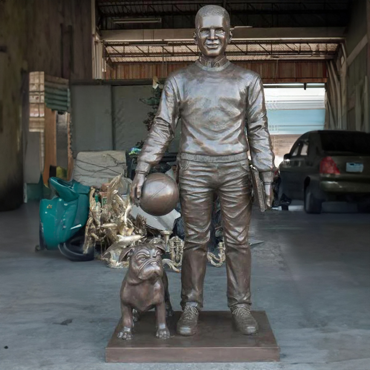 Youth and Dog Statue