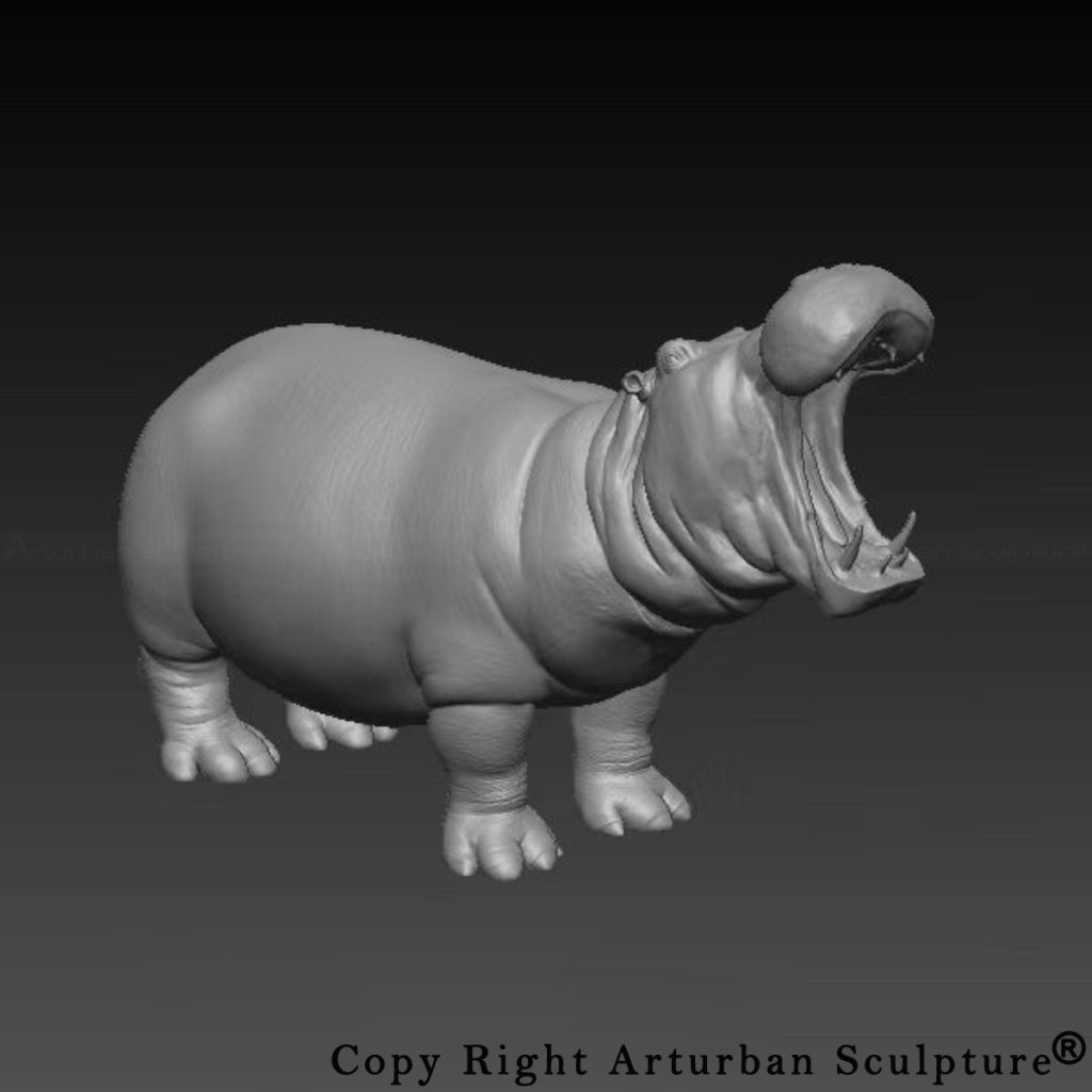 3D design of Bronze Hippo