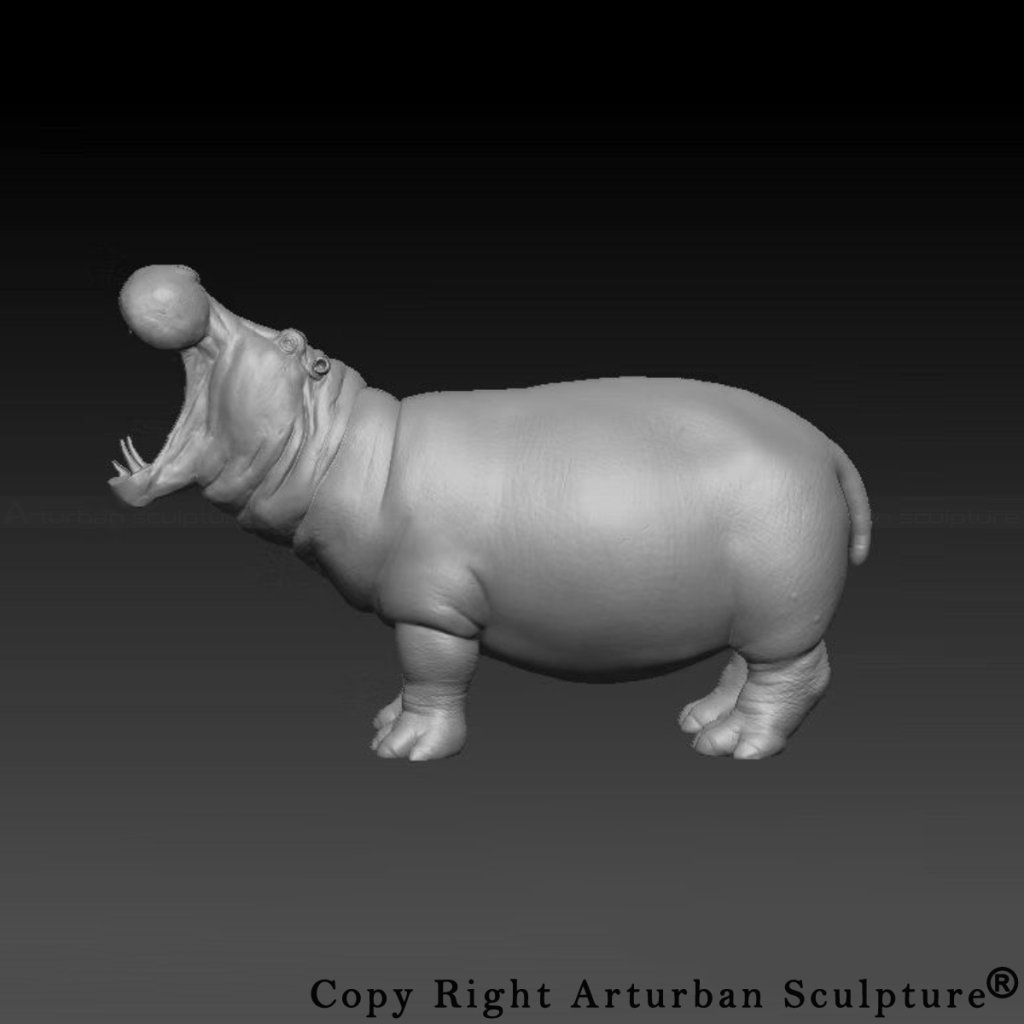 3D design of Bronze Hippo