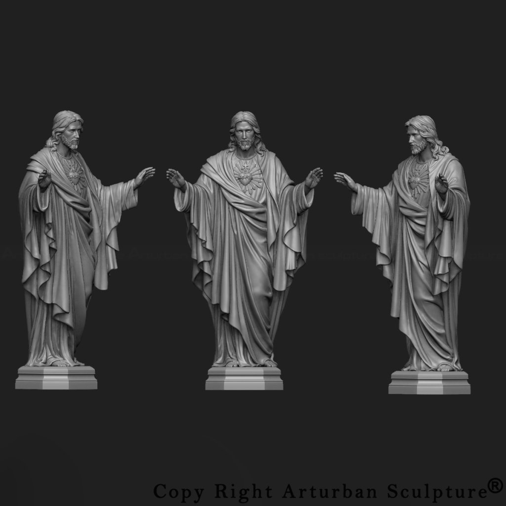 3D design of Jesus with Open Arms Statue