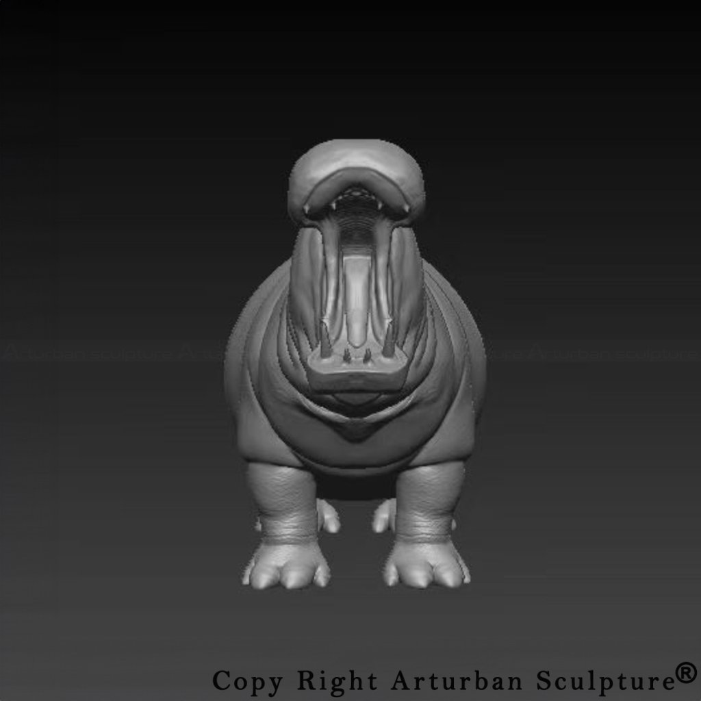 3D design of Bronze Hippo