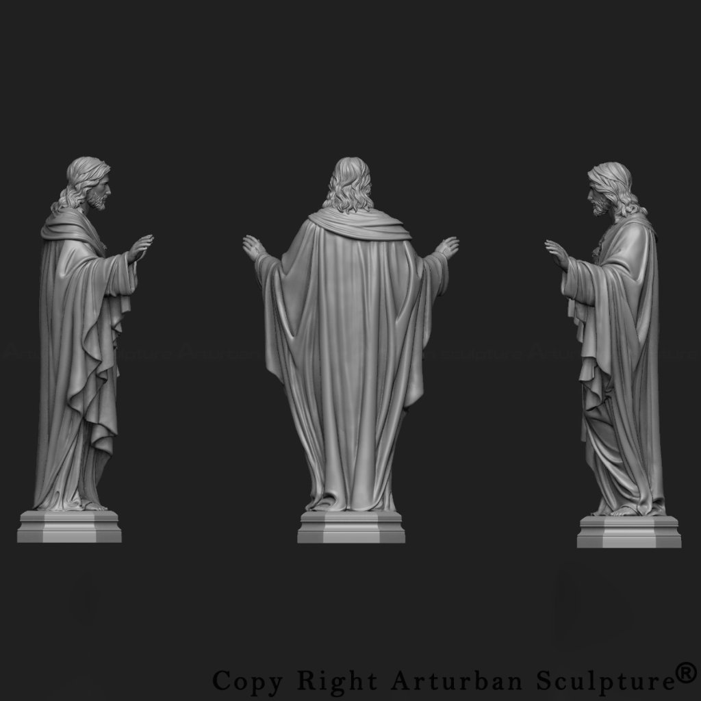 3D design of Jesus with Open Arms Statue