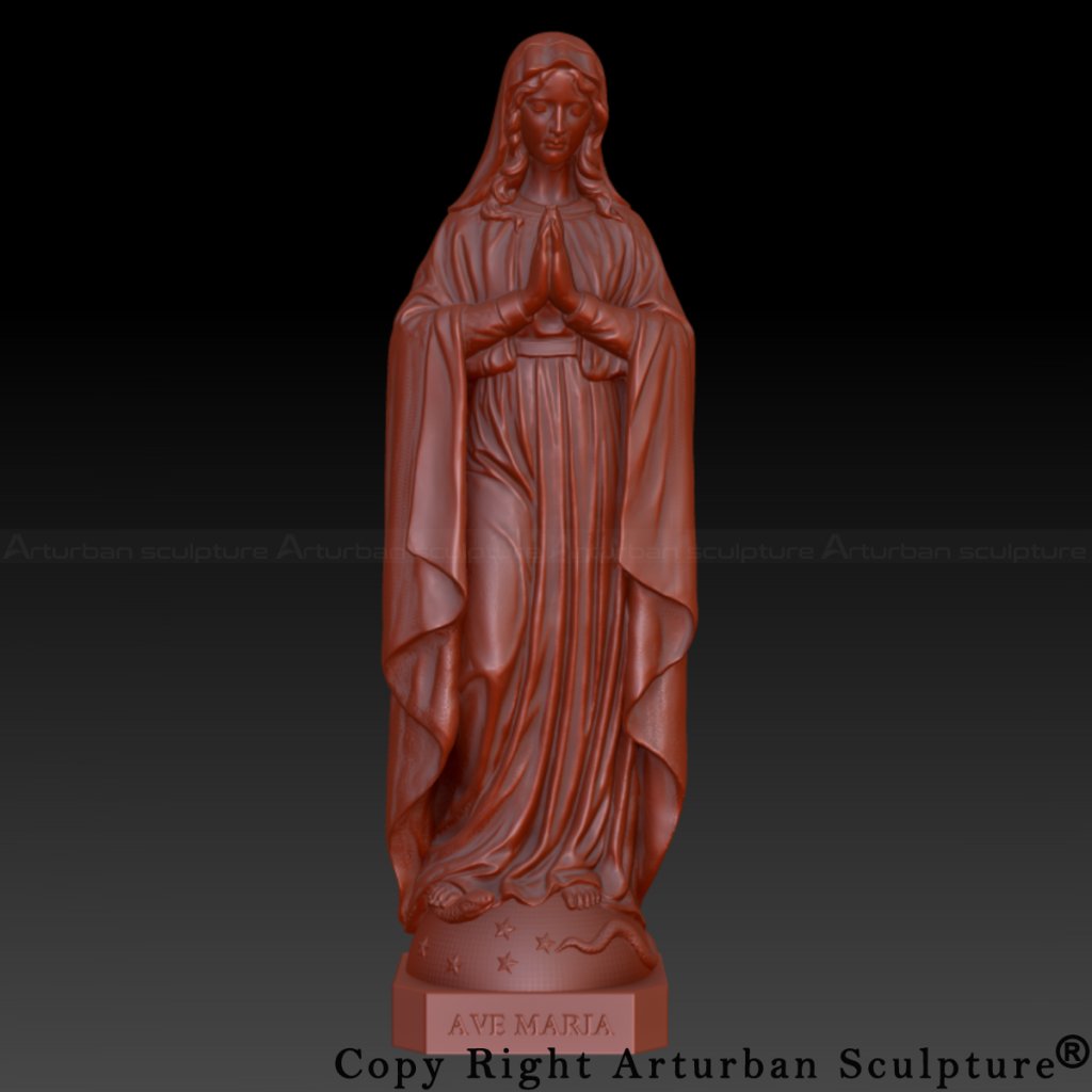 3D design of Statue of Mary Praying