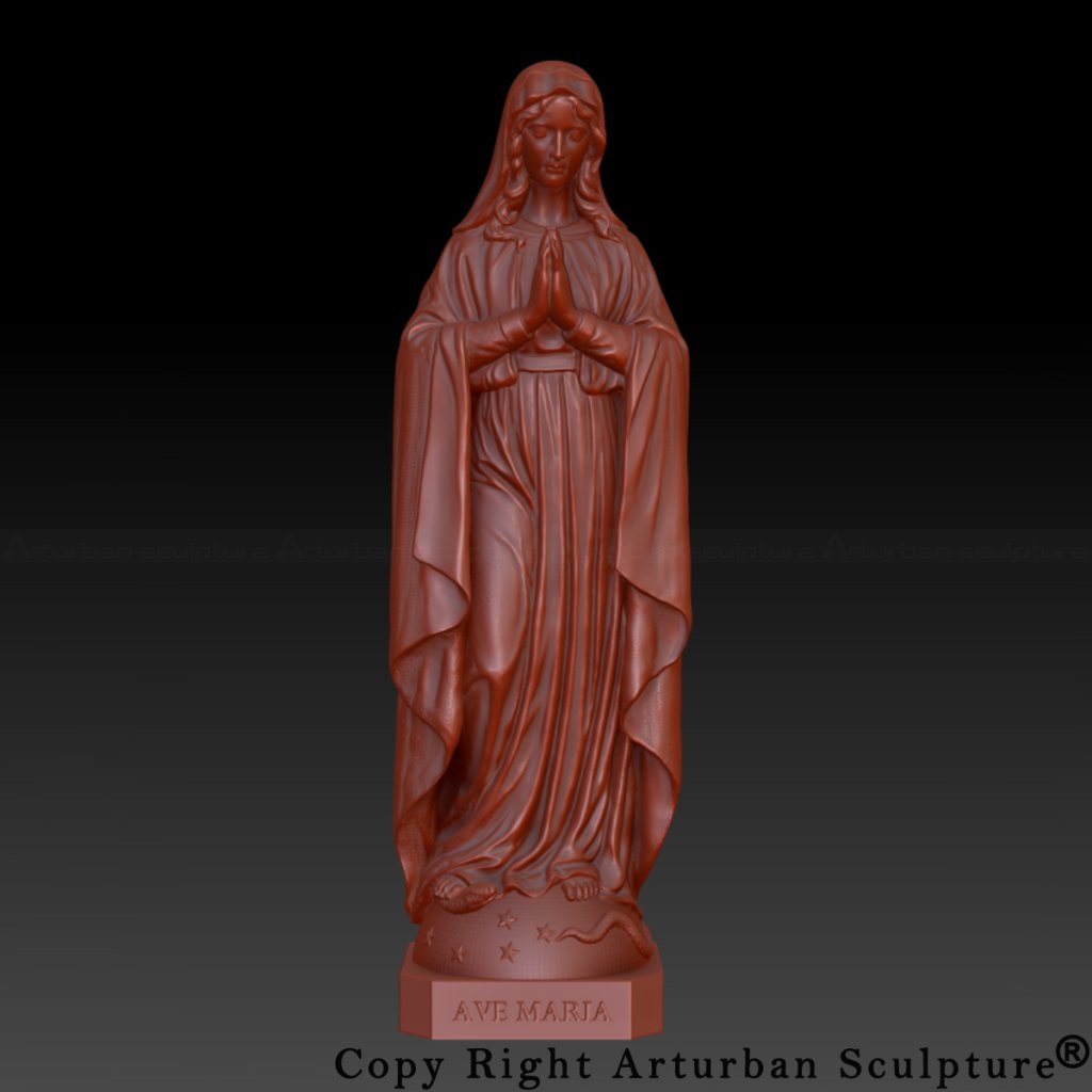 3D design of Statue of Mary Praying