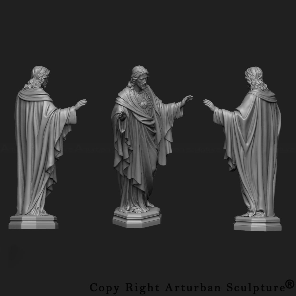 3D design of Jesus with Open Arms Statue