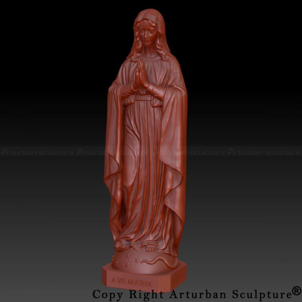 3D design of Statue of Mary Praying