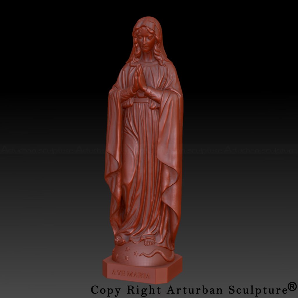 3D design of Statue of Mary Praying