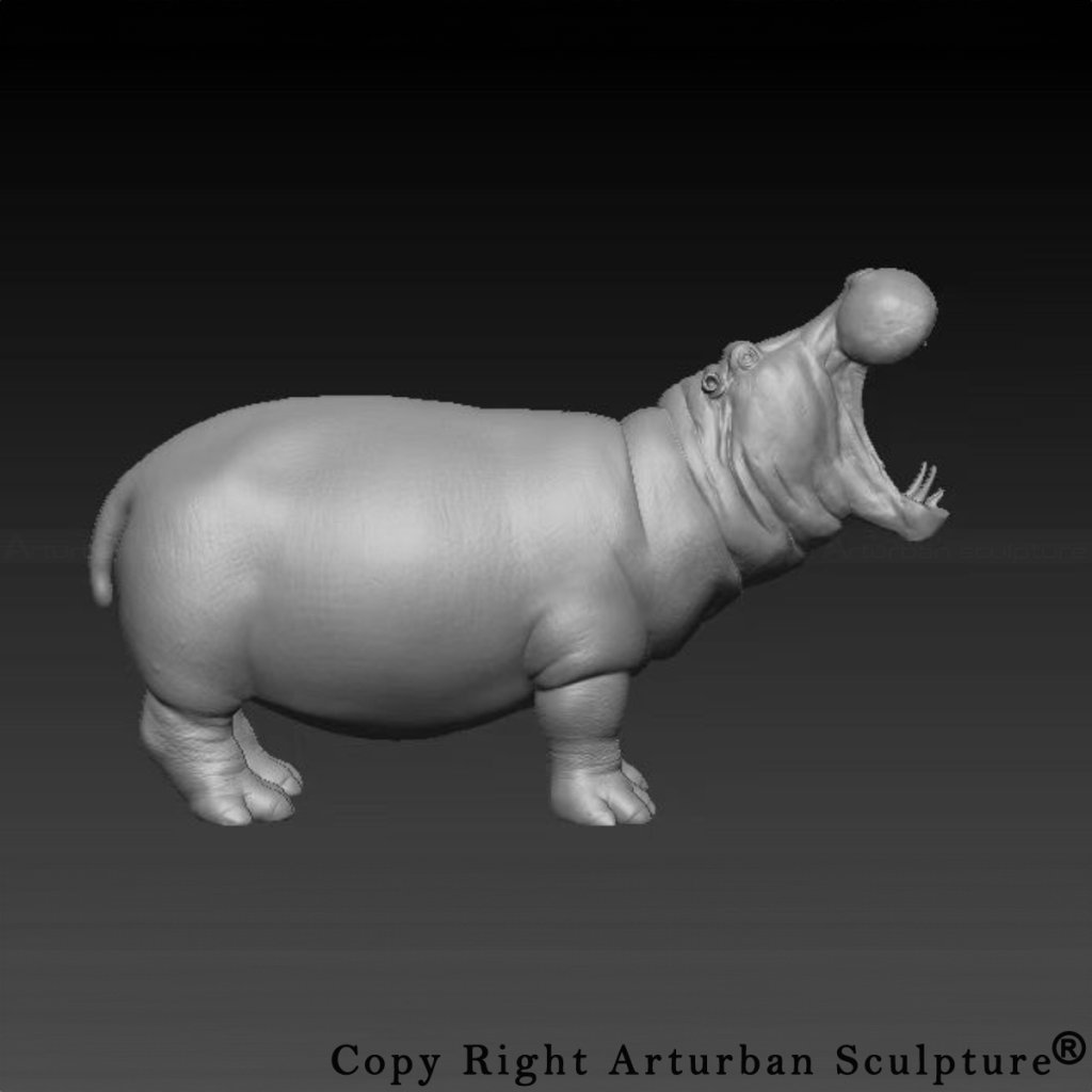 3D design of Bronze Hippo