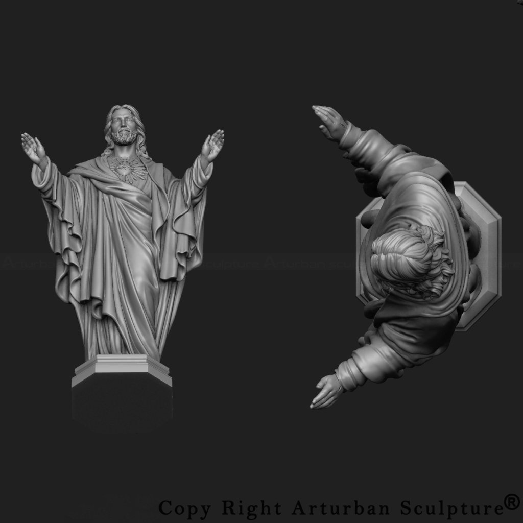 3D design of Jesus with Open Arms Statue