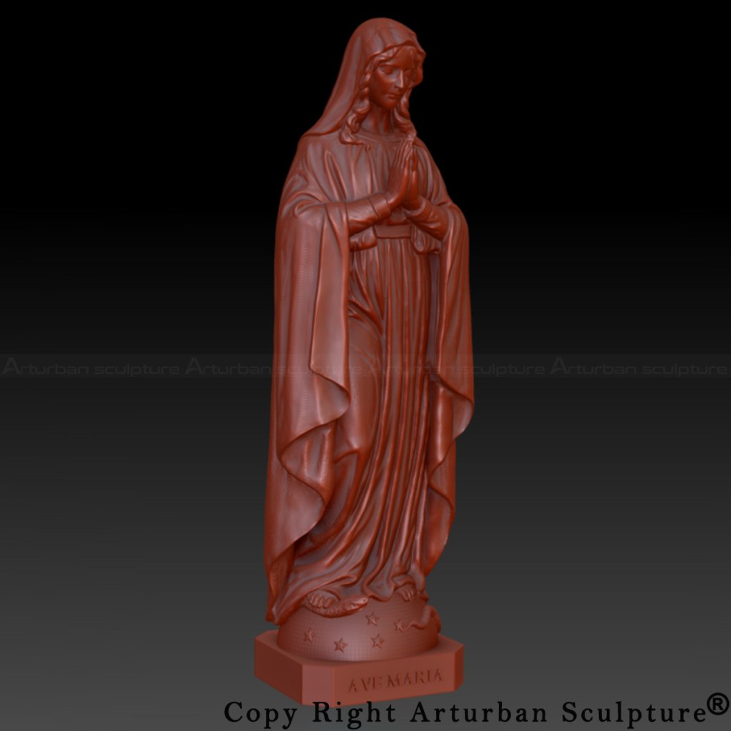 3D design of Statue of Mary Praying