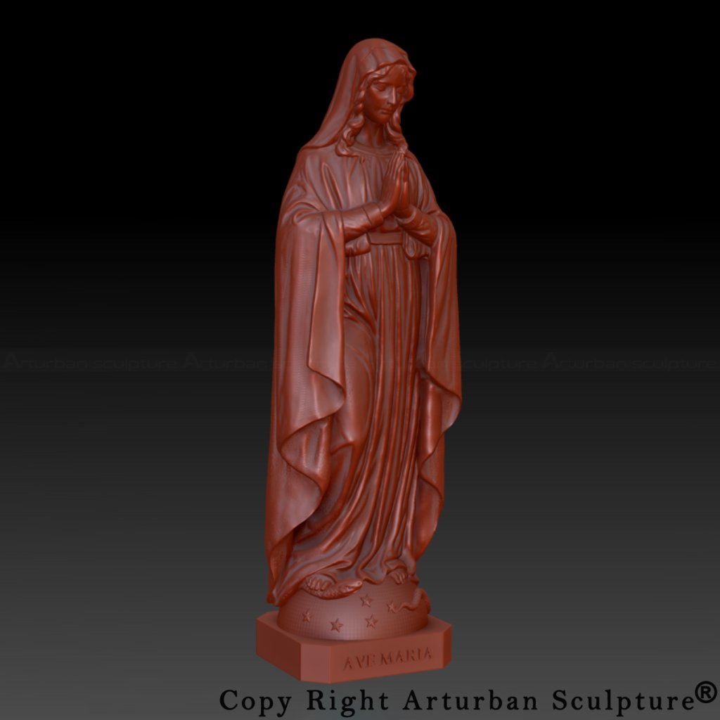 3D design of Statue of Mary Praying