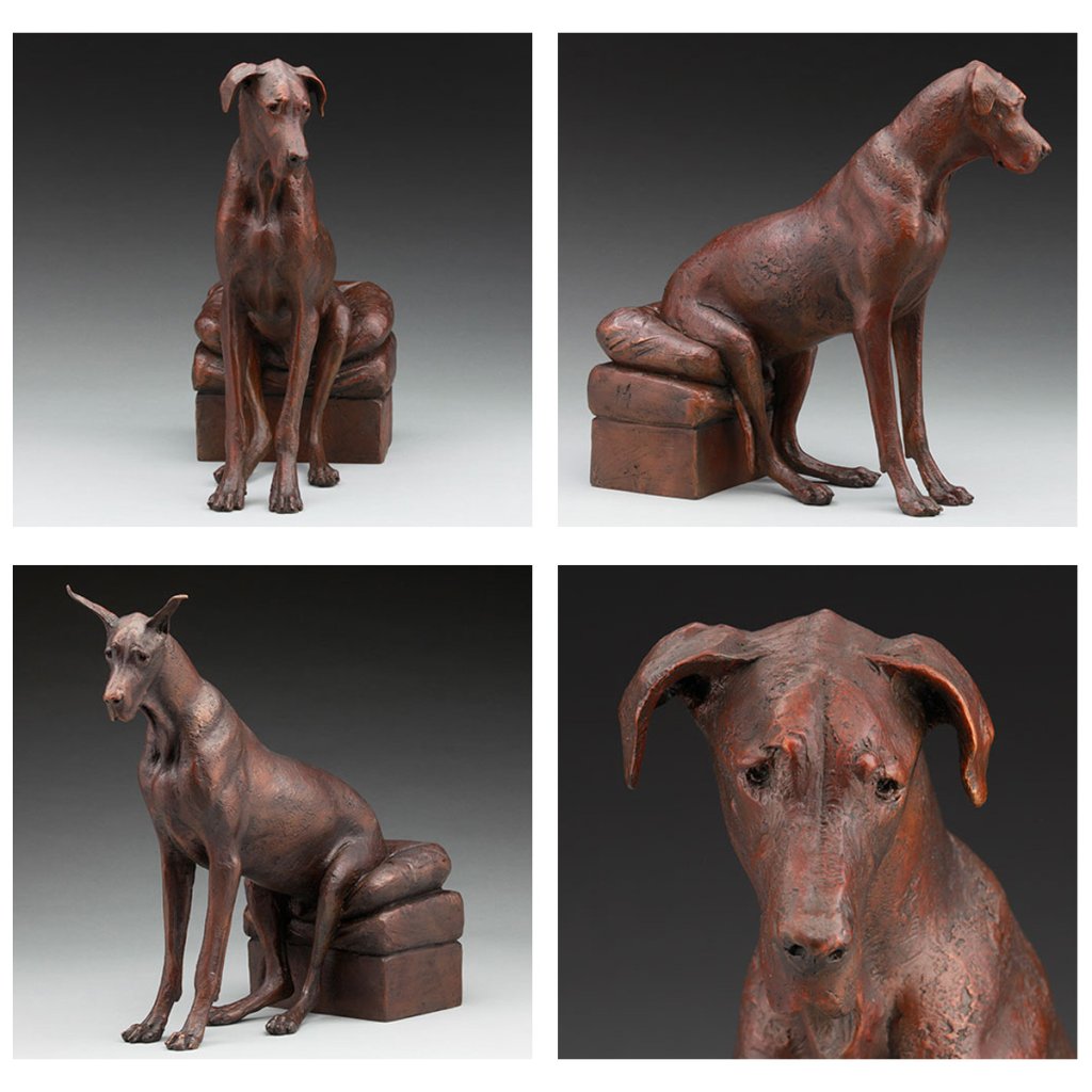 Great Dane Sitting on a Cushion statue