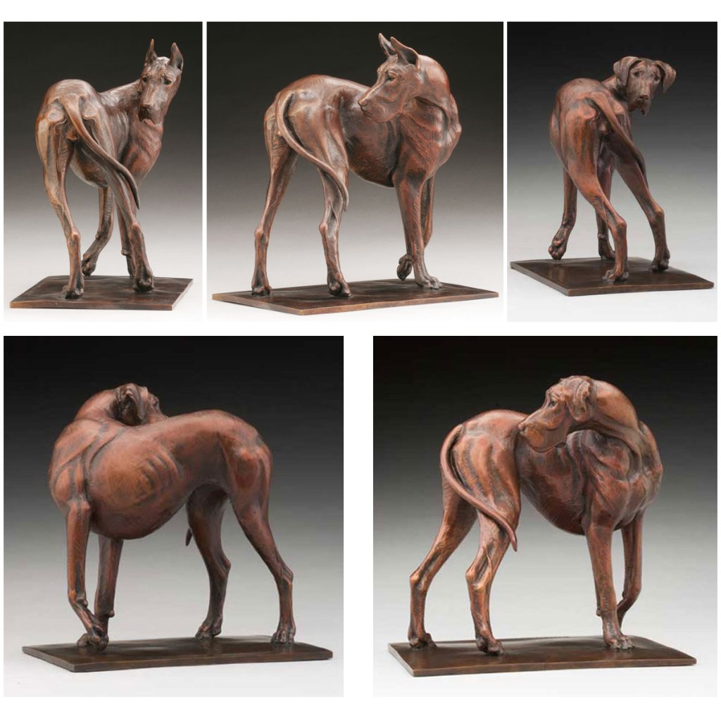 Great Dane Statue in Turning Back Posture