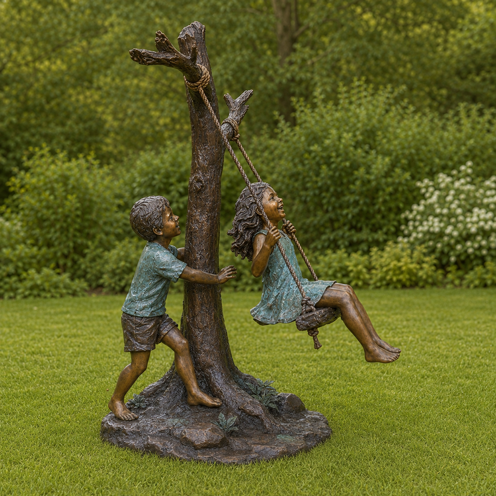 Boy and Girl Swinging Statue (3)