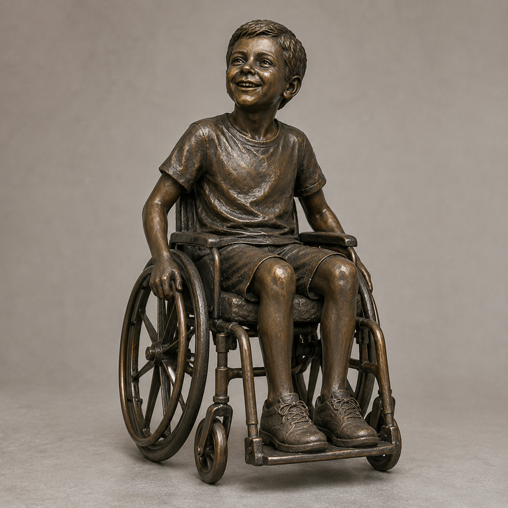 Boy in His Wheelchair Statue