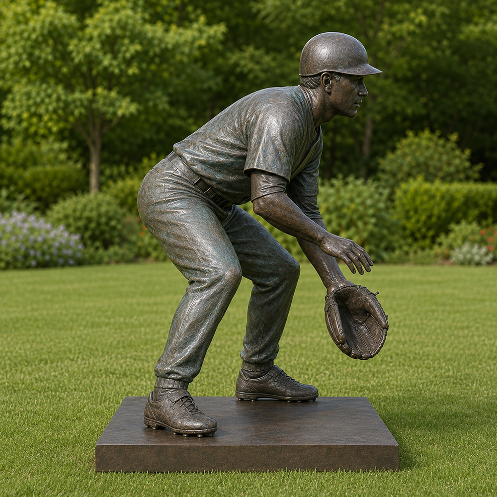 Bronze Baseball Player statue (3)