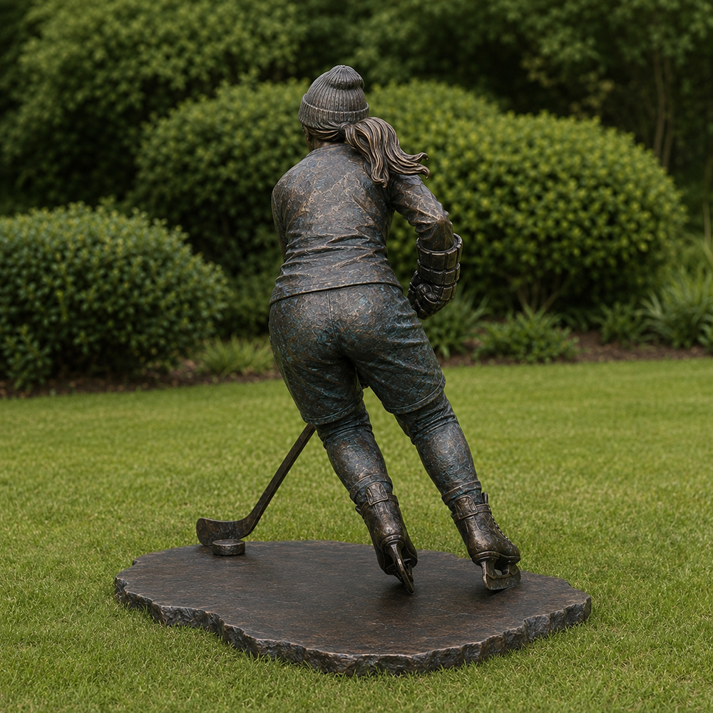 Bronze Ice Hockey Girl Statue (1)