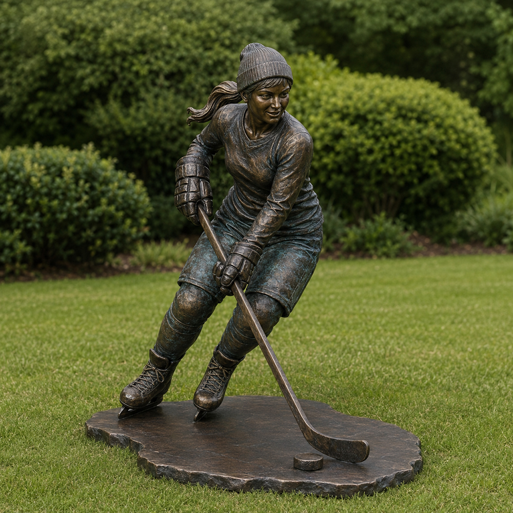 Bronze Ice Hockey Girl Statue (2)