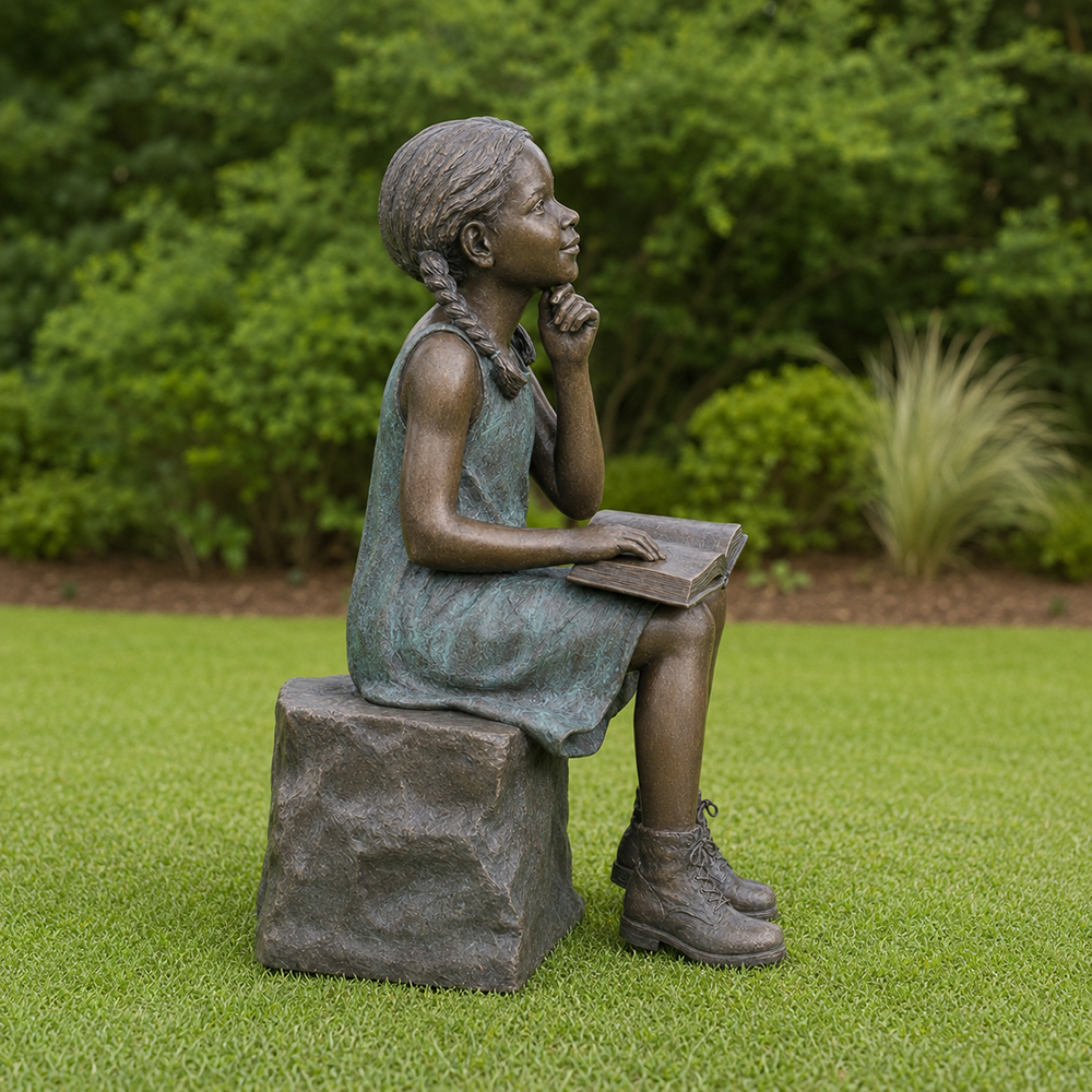 Girl Sitting with Book Statue (3)