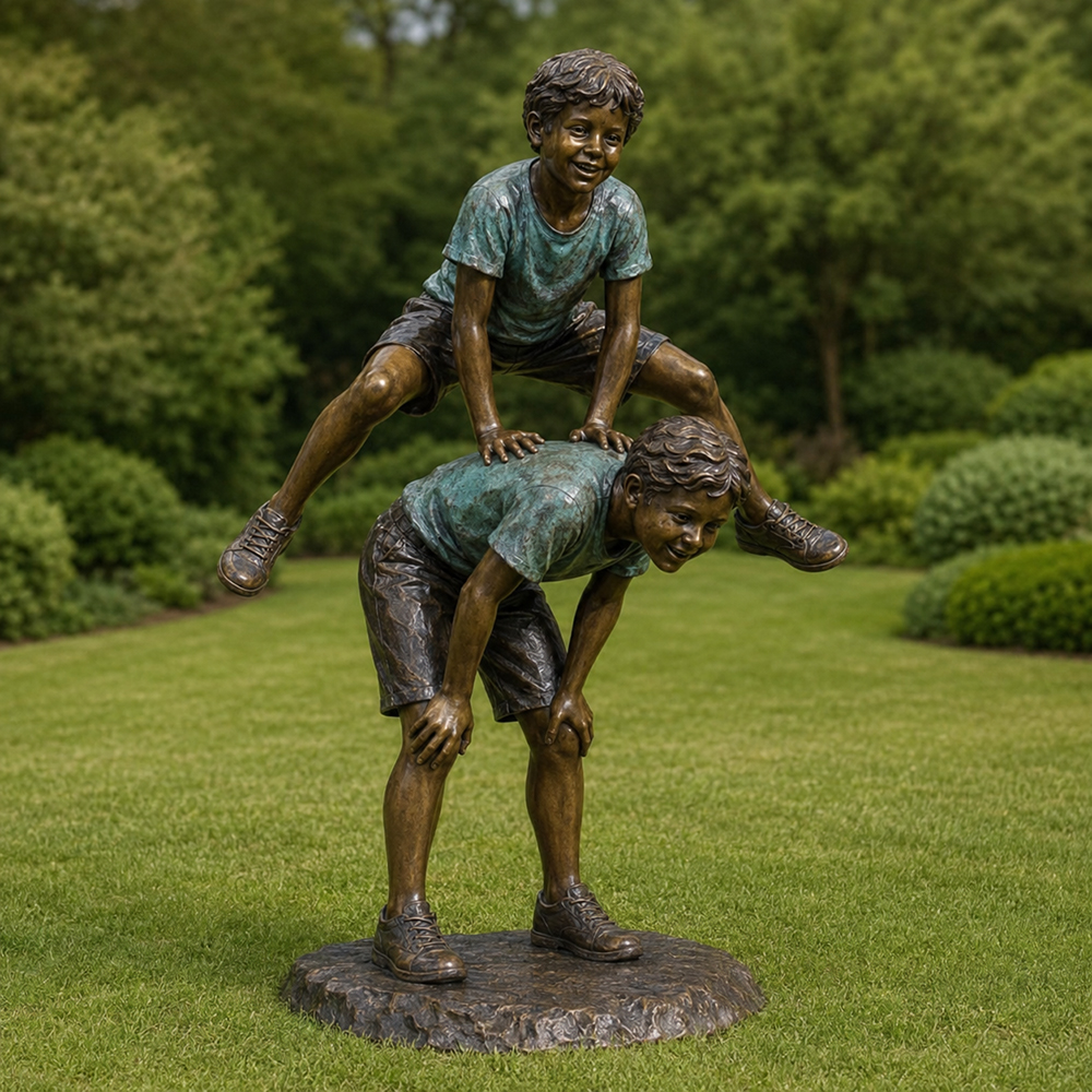 Kids Playing Leapfrog Statue (2)